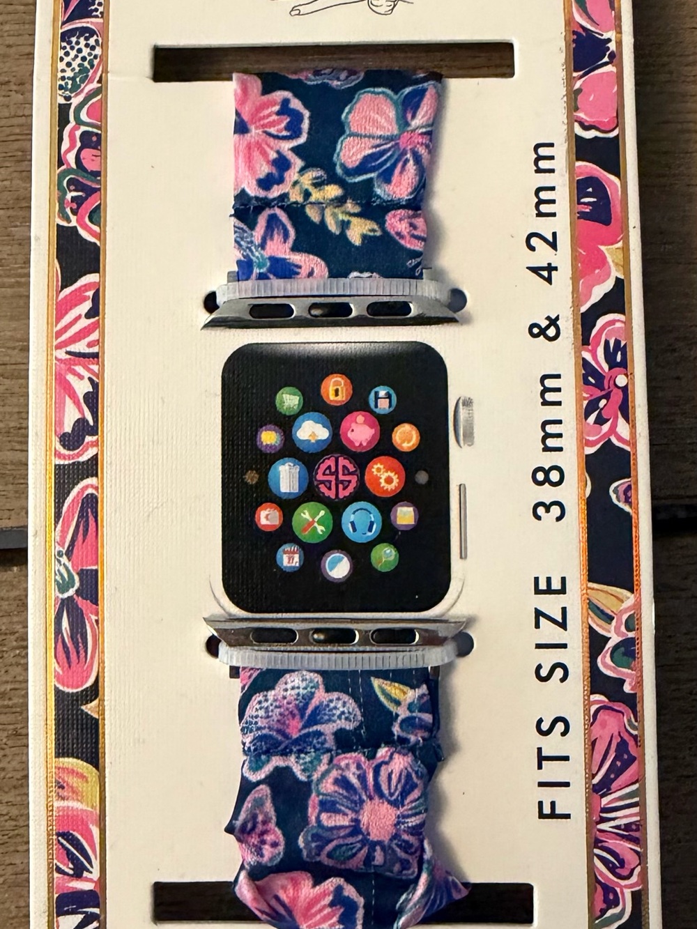 Simply Southern Navy Floral Smartwatch Band with Pink & Light Blue Flowers
